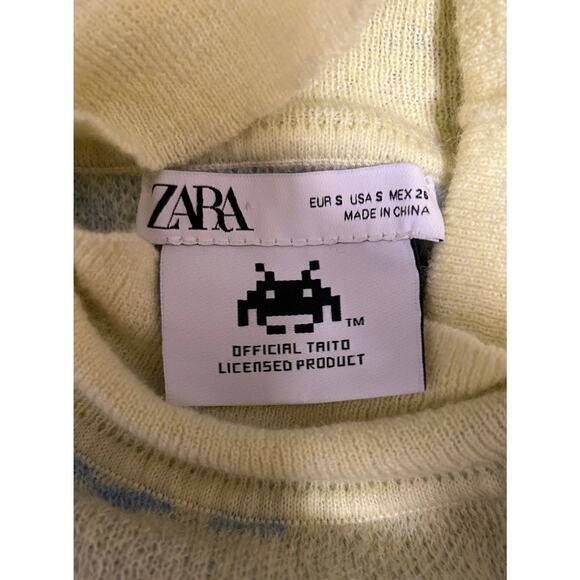 ZARA Women's EUC Taito Space Invaders Mock Neck Crop Sweater Retro - Size Small - Picture 5 of 6